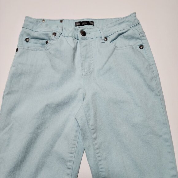 Tru Luxe Pastel Mint Green Embellished Skinny Capri Jeans - Picture 3 of 6